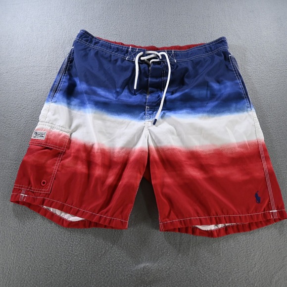 Polo Ralph Lauren Other - Polo Ralph Lauren Mens Ombre Americana Swim Trunks XXL Red White Blue USA